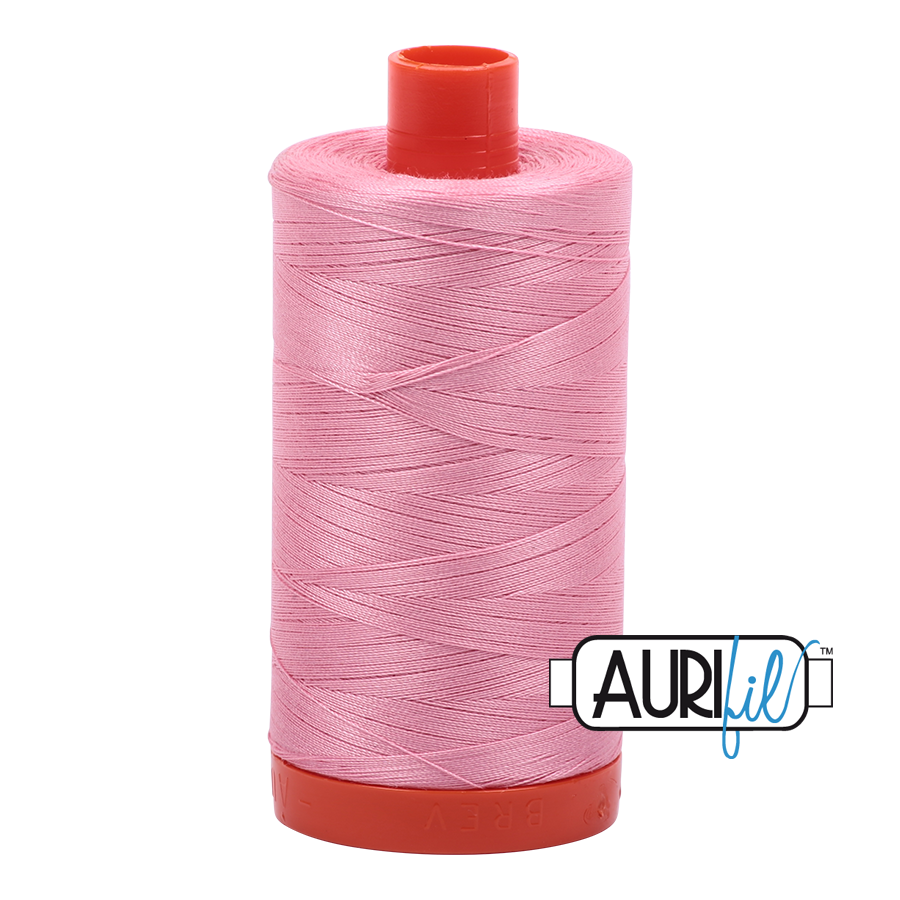 Aurifil Cotton Thread : Color 2425 Bright Pink Valdani perle cotton size 12 thread spool for quilting and embroidery