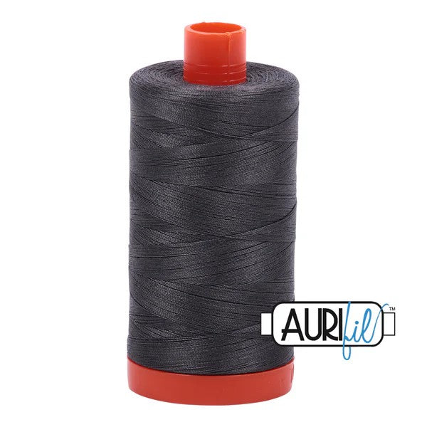 Aurifil Cotton Thread : Color 2630 Dark Pewter Valdani perle cotton size 12 thread spool for quilting and embroidery