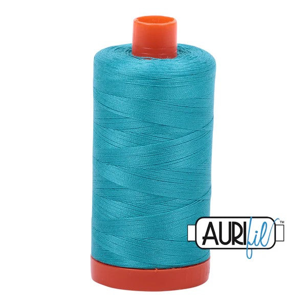 Aurifil Cotton Thread : Color 2810 Turquoise Valdani perle cotton size 12 thread spool for quilting and embroidery