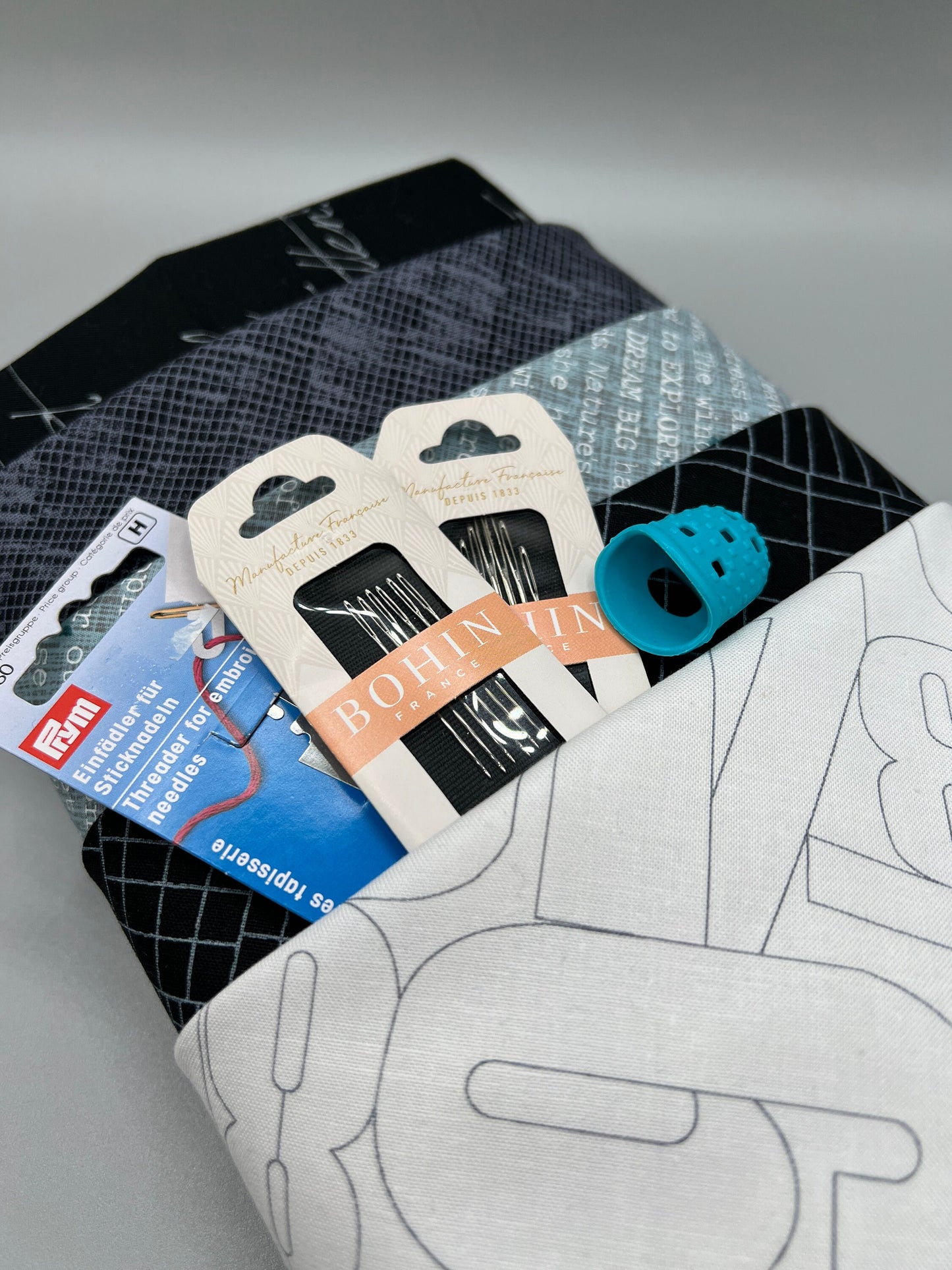 Big Stitch Quilting Series Throw Pillow Kit - Version 1 w/ assorted coordinated & Backing Fabric / Original Design by Lorna Costantini