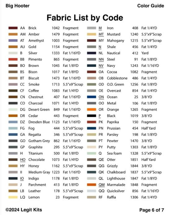 Legit Kits Big Hooter Pattern | Special Order