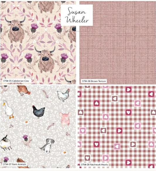 Blackbird Farm "Caledonian Cow" 4 pce Fat Quarter Bundle