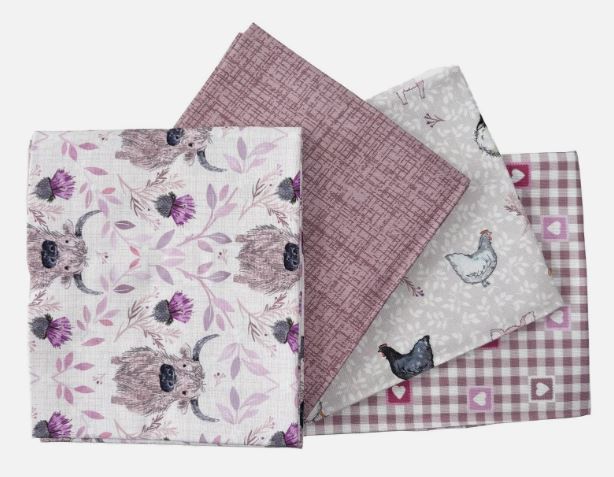 Blackbird Farm "Caledonian Cow" 4 pce Fat Quarter Bundle