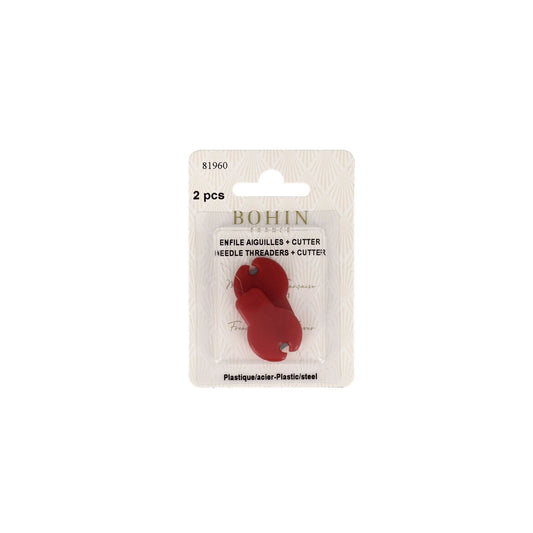 Bohin Plastic needle threaders with cutter - x2 / 81960