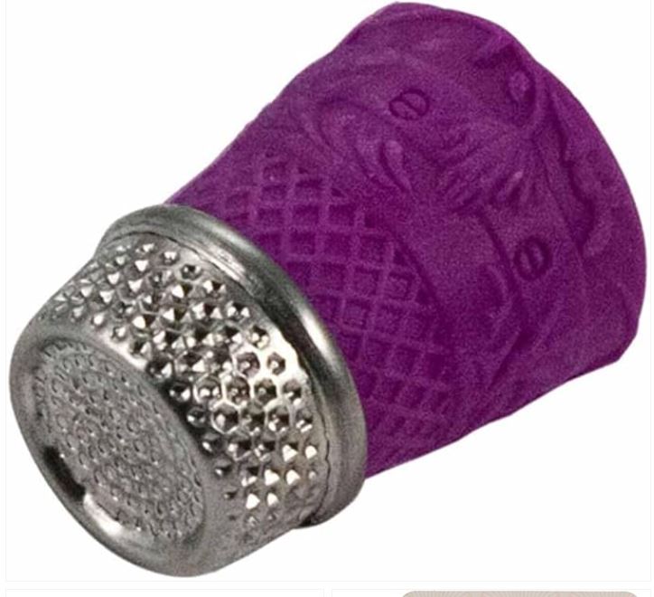 Bohin 91733 Silicon Thimble with Steel Top Size Large Purple Valdani perle cotton size 12 thread spool for quilting and embro