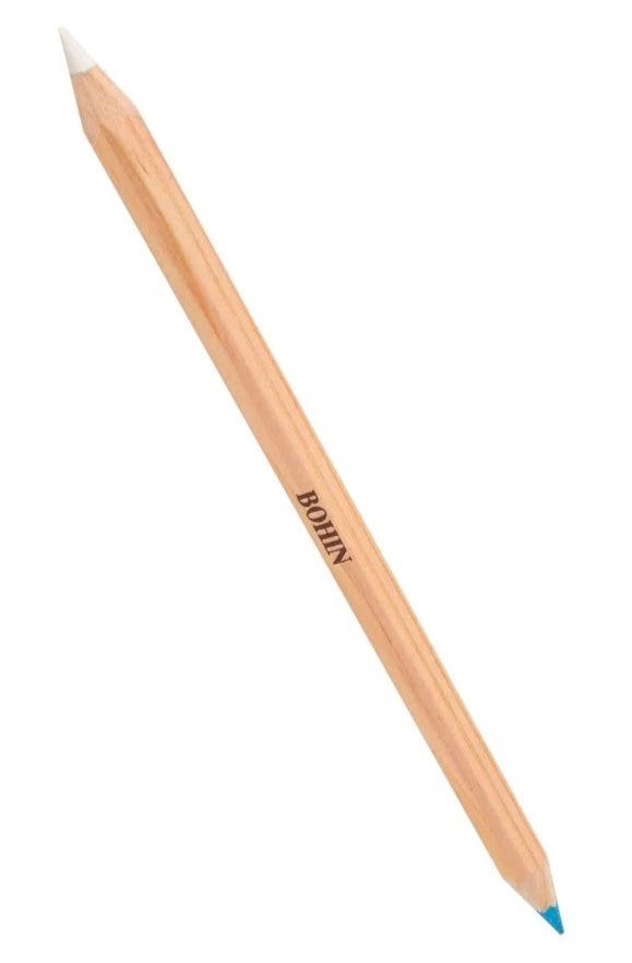 Dressmakers Pencils Bi-Coloured - White & Blue - Bohin Valdani perle cotton size 12 thread spool for quilting and embroidery