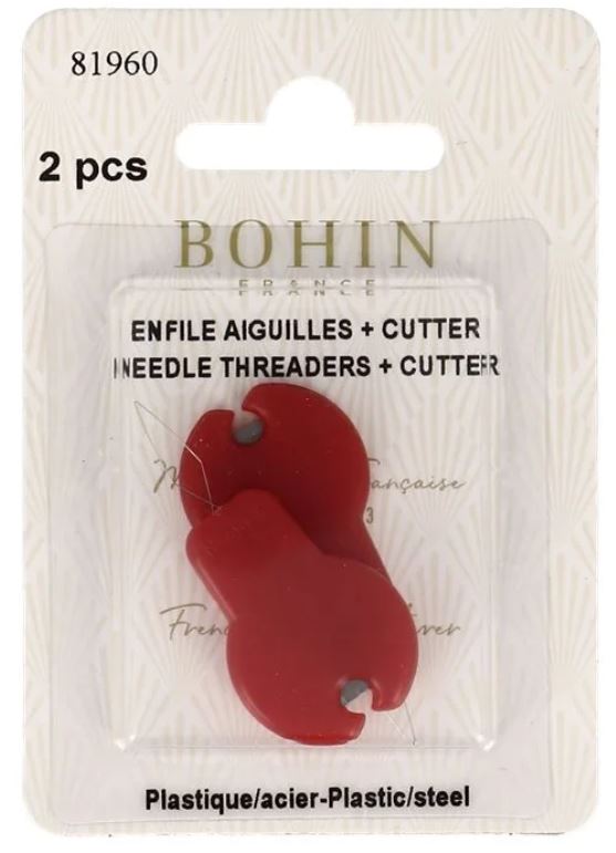 Bohin Plastic needle threaders with cutter - x2 / 81960 Valdani perle cotton size 12 thread spool for quilting and embroidery