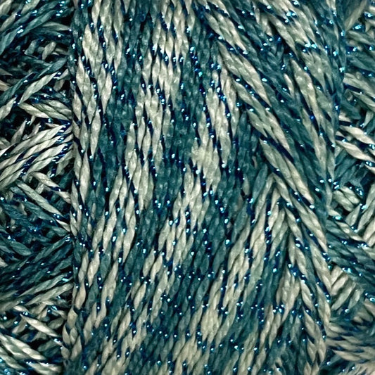 C723 Valdani Sparkle Pearl Cotton Size  8 / Spool 80M Color No: C723 - Sparkly Jade