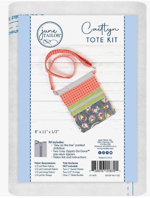 Caitlyn Tote Kit / Gray by June Tailor JT1879 Valdani perle cotton size 12 thread spool for quilting and embroidery