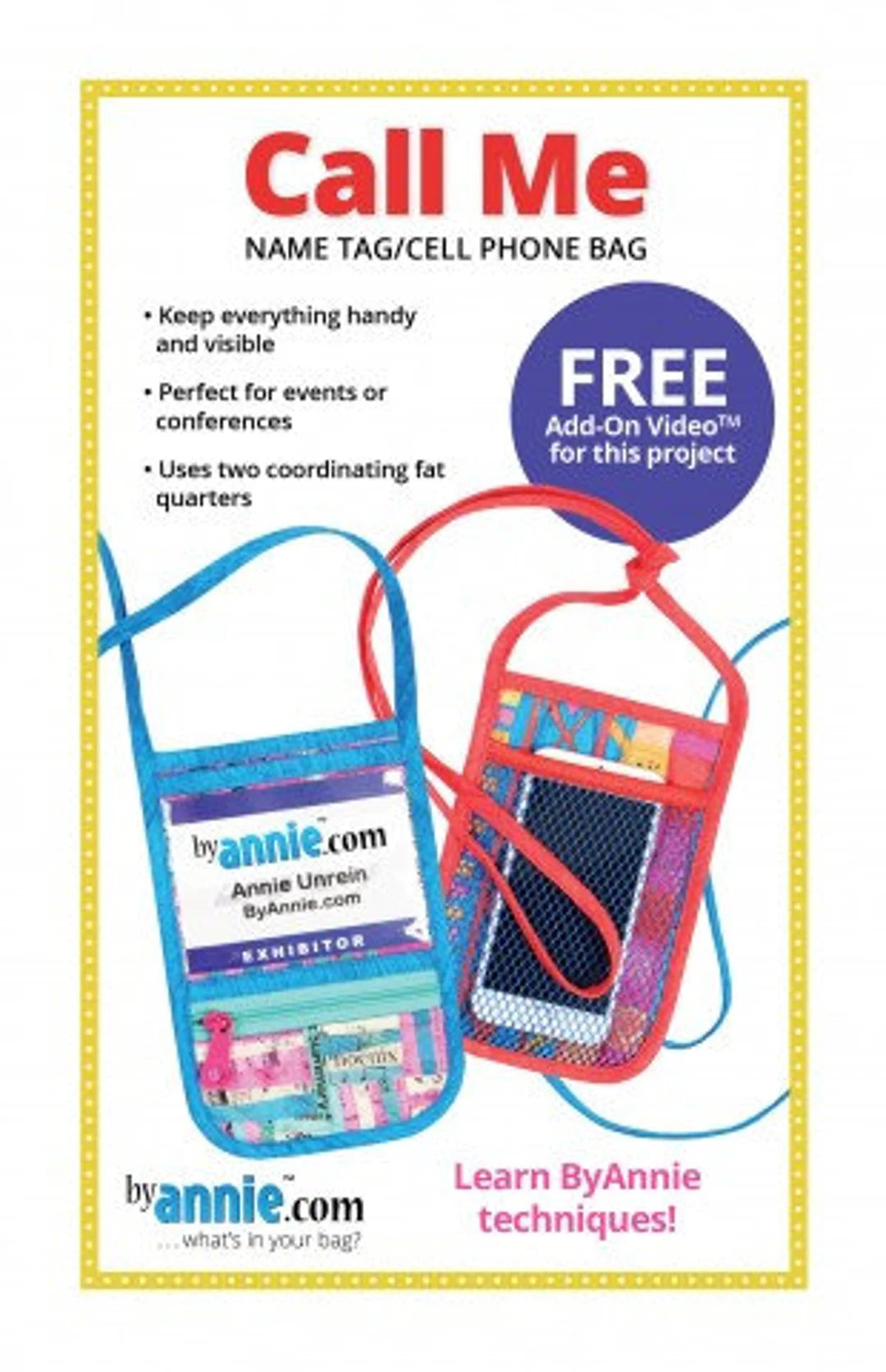 Call Me Name Tag / Cell Phone Bag - By Annie Pattern