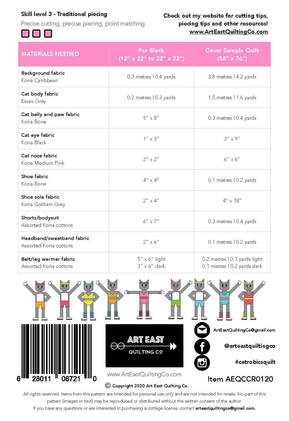 Catrobics - Cats Movin' & Groovin' Pattern - Art East Quilting Co.
