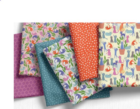 Cattitude 8-Piece Fat Quarter Bundle | Camelot Fabrics by Jennifer Wambach