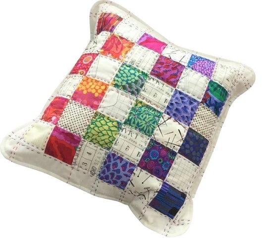 Checker Board Pillow Pattern w/ Kaffe Fassett 2½" Mini Charms – 18 Pack designed by Lorna Costantini