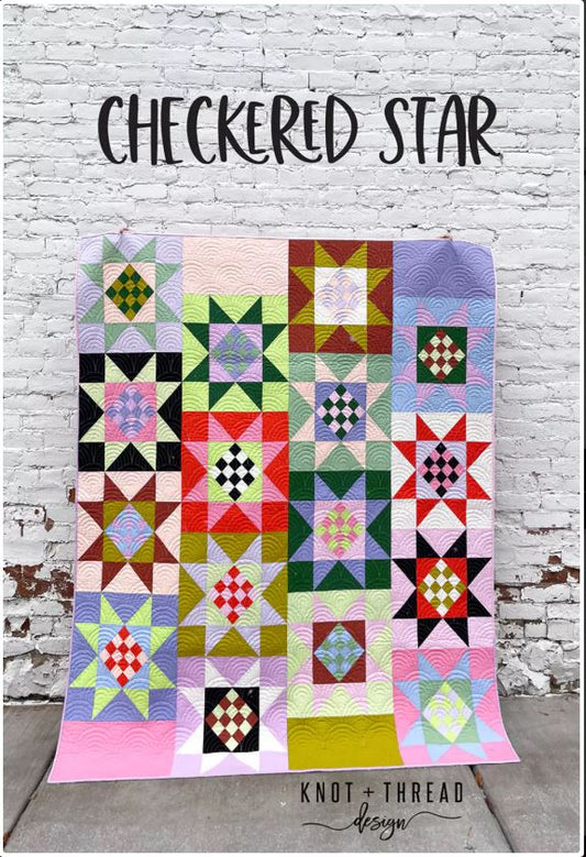 Checkered Star Quilt Pattern by Knot + Thread Design / KAT118 - 68.5″ x 77″ Lap Size