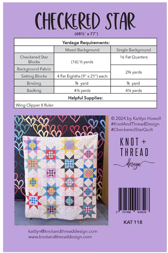 Checkered Star Quilt Pattern by Knot + Thread Design / KAT118 - 68.5″ x 77″ Lap Size