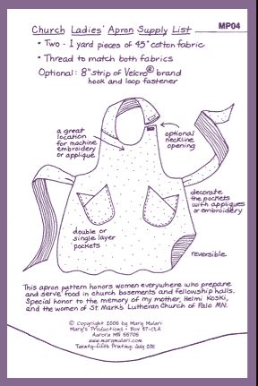 Church Ladies Apron Pattern by Mary Mulari