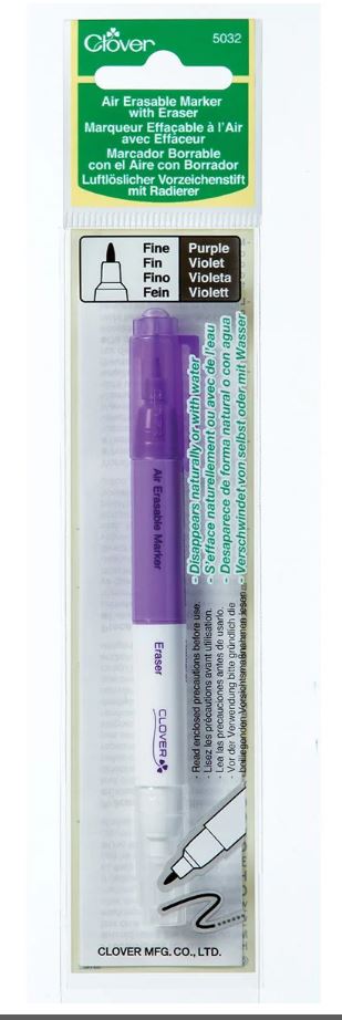 Clover Air Erasable Marker With Eraser, Fine, Purple / 5032 Valdani perle cotton size 12 thread spool for quilting and embroi