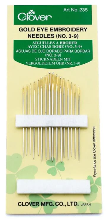 Clover =Gold Eye Embroidery Needles No 3-9 / PKG of 16 Valdani perle cotton size 12 thread spool for quilting and embroidery