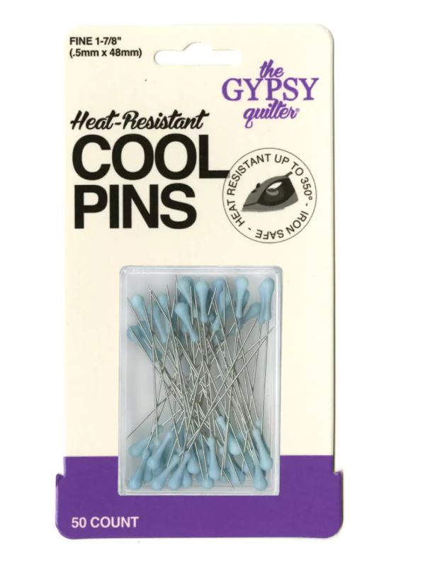 Cool Pins Fine - BOHEMIAN BLUE by The Gypsy Quilter / Pkg 50 - TGQ07 Valdani perle cotton size 12 thread spool for quilting a