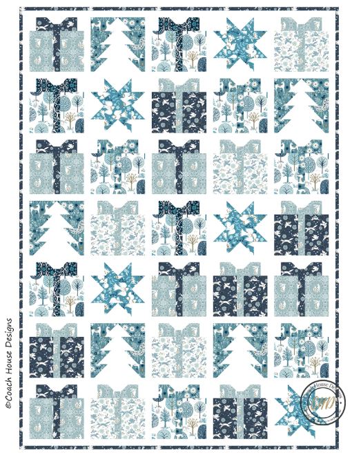 Cool Blue Christmas Quilt Pattern by Coach House Designs