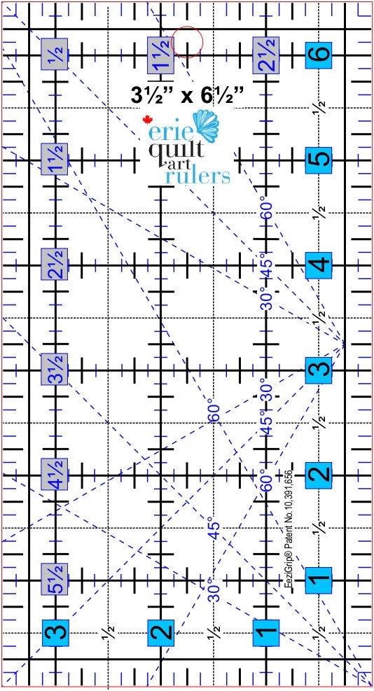 Erie Quilt Art 3 1/2" x 6 1/2" Non-Slip Quilting Ruler