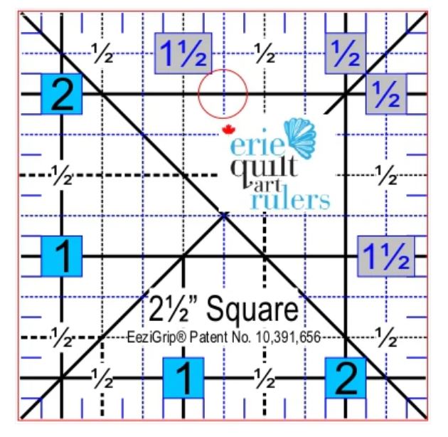 Erie Quilt Art 2.5" x 2.5" Non-Slip Quilting Ruler