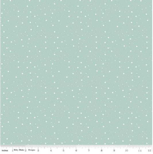 Love You to the Moon Stars Powder Flannel -  Riley Blake Designs