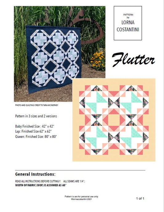 Flutter Quilt Pattern / 3 Sizes (Baby, Lap, Queen) / Designed by Lorna Costantini
