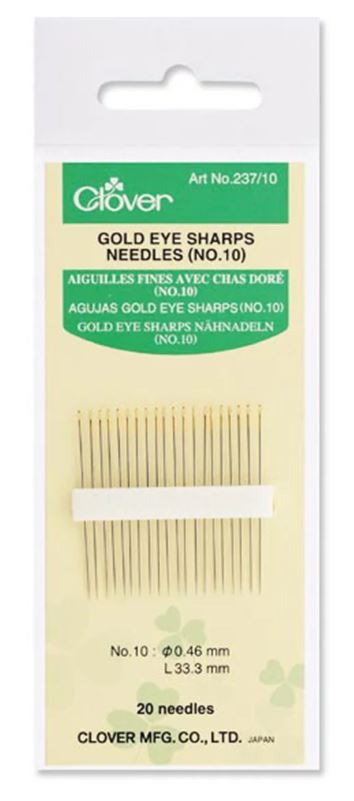 Clover =Gold Eye Sharp Needles No 10 / PKG of 20 Valdani perle cotton size 12 thread spool for quilting and embroidery