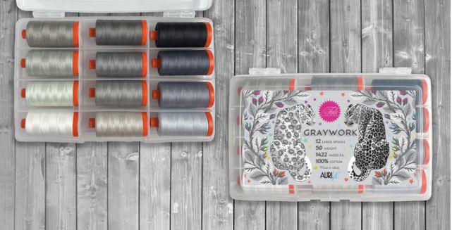 Aurifil Graywork (12 Large Spools) by Tula Pink | Special Order