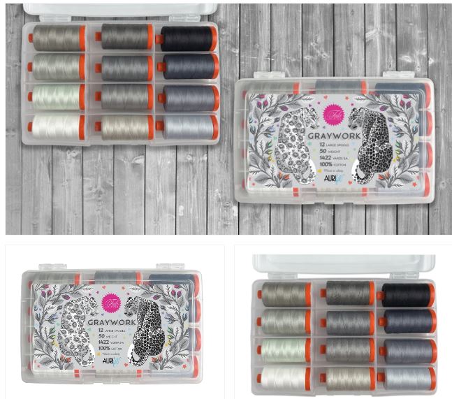 Aurifil Graywork (12 Large Spools) by Tula Pink | Special Order