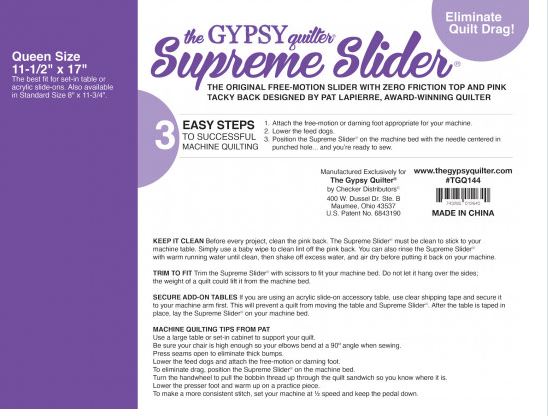 The Gypsy Quilter® Free Motion Supreme Slider | 11½" . 17" | Special Order