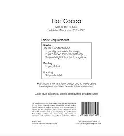 Hot Cocoa Pattern - Laundry Basket Quilts