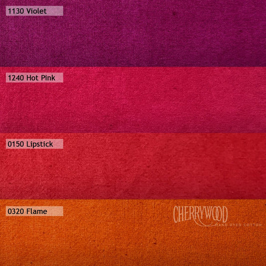 CHERRYWOOD Hand Dyed Fabrics - Fat Quarter Bundle - 4pc - Hot Medley