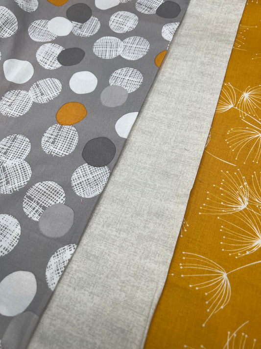 3 Piece - Fat Quarter Bundle / Gray, Yellow &  Neutral Bundle