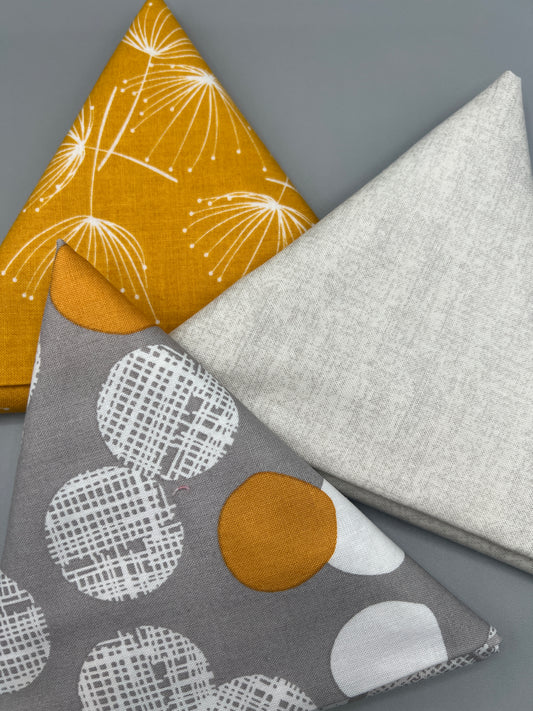 3 Piece - Fat Quarter Bundle / Gray, Yellow &  Neutral Bundle