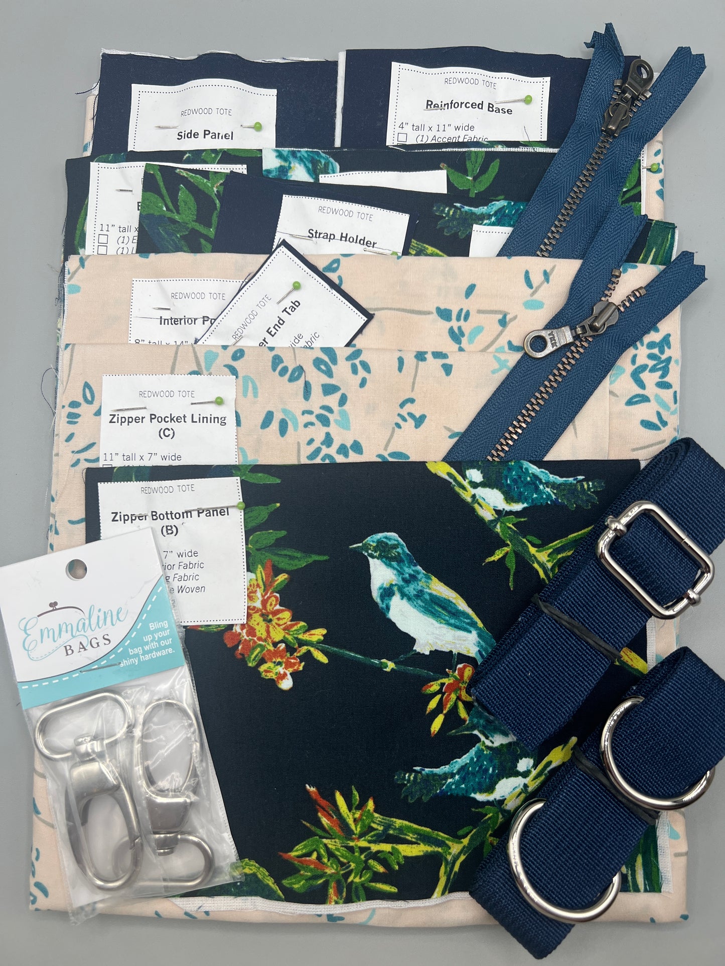 Redwood Tote Pre-Cut Kit w/ Merchant Mills Waxed Canvas & Art Gallery Prints