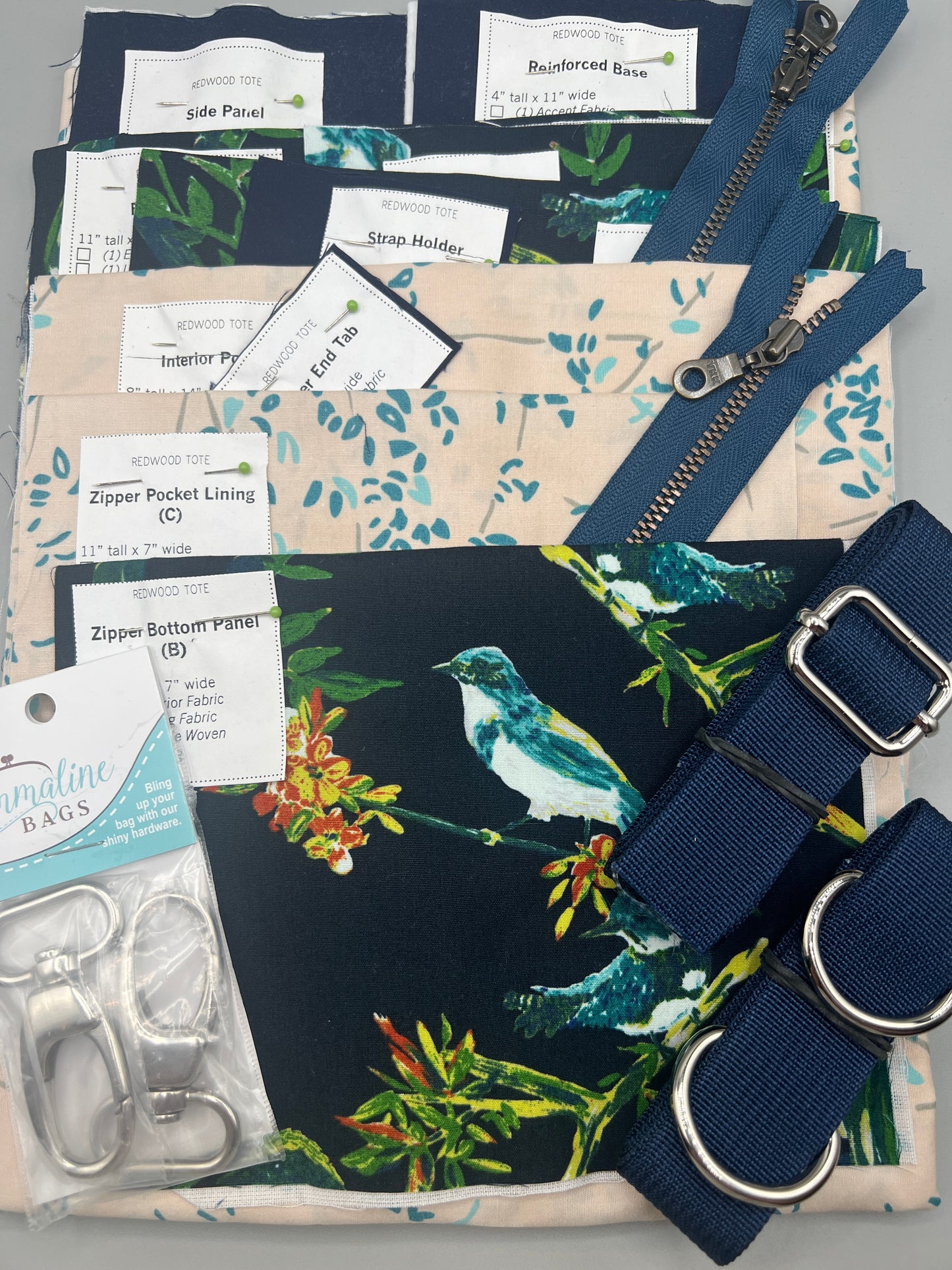 Redwood Tote Pre-Cut Kit w/ Merchant Mills Waxed Canvas & Art Gallery Prints