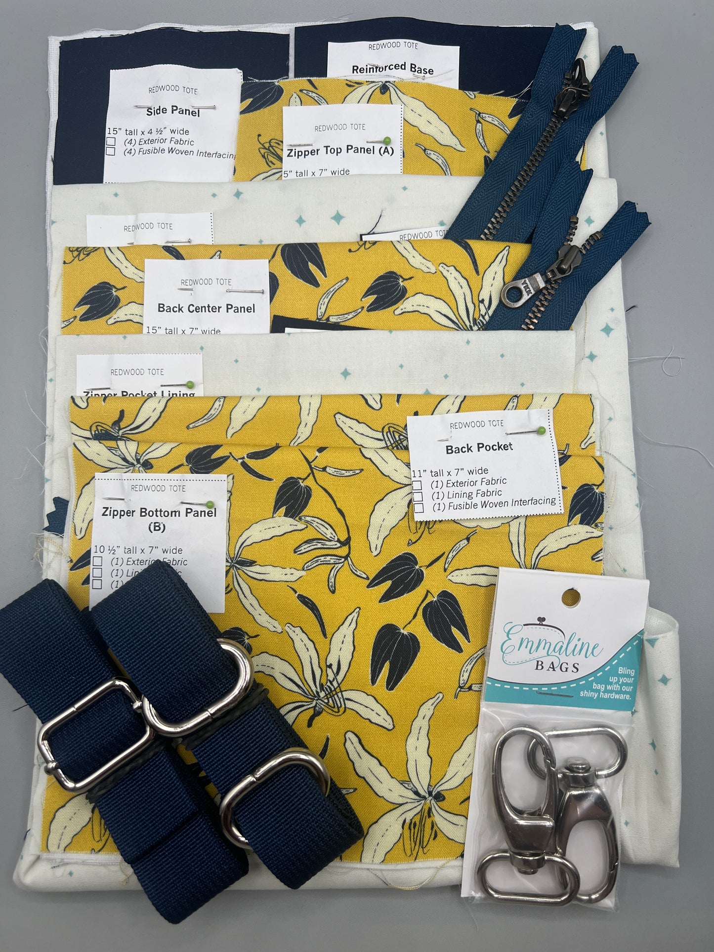 Redwood Tote Pre-Cut Kit w/ Merchant Mills Waxed Canvas & Art Gallery Prints