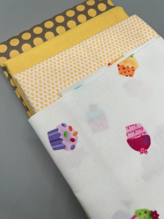 4 Piece - 1/2 Meter Bundle /  Kids Cupcake Print Bundle