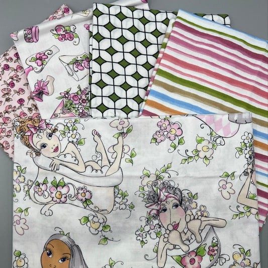 5 Piece - 1/2 Meter Bundle /  Lady Diva Print Bundle