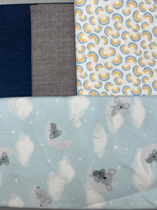 4 Piece - One Meter Bundle /  Kids Kohla, Blue, Gray & Print Bundle
