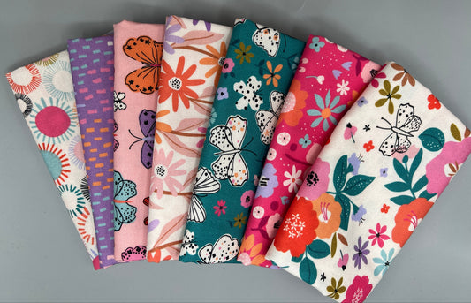 Butterfly Fields 7 PC Fat Quarter Bundle / Designed by Nina Raby Jones for Dashwood Studio