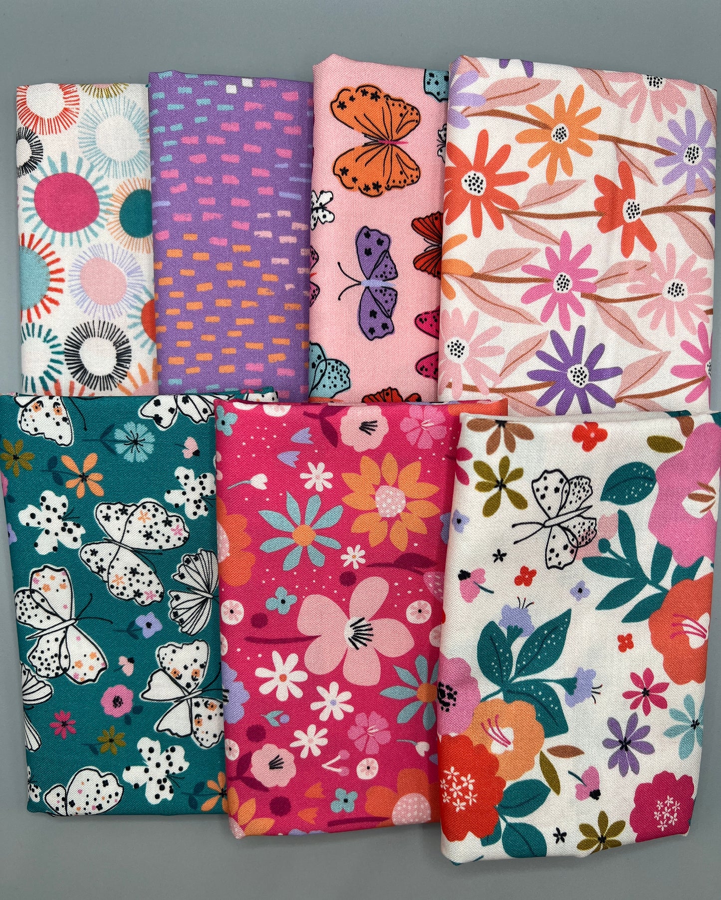 Butterfly Fields 7 PC Fat Quarter Bundle / Designed by Nina Raby Jones for Dashwood Studio