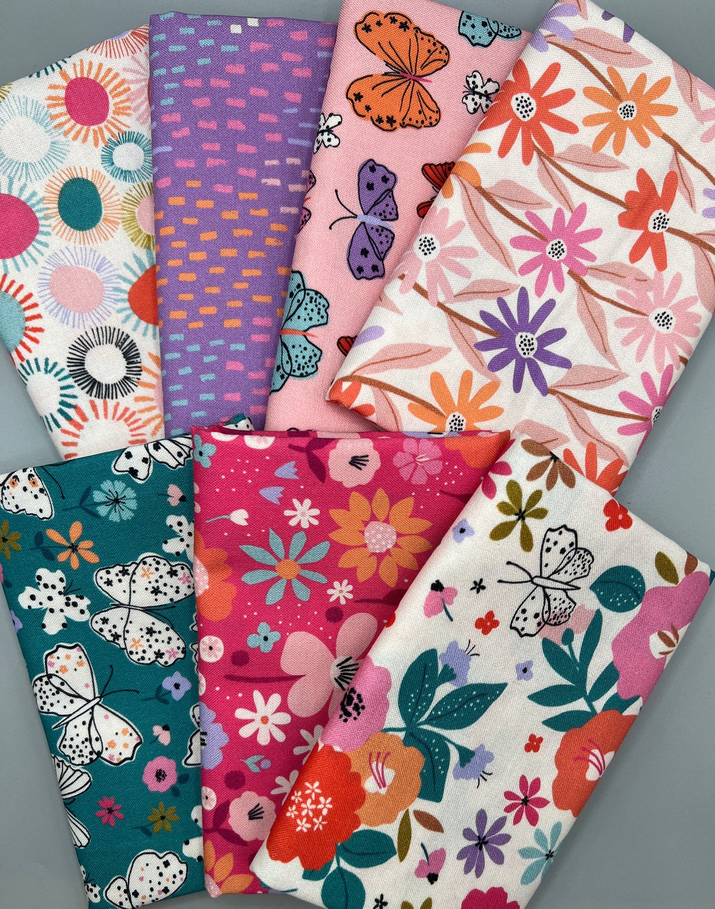 Butterfly Fields 7 PC Fat Quarter Bundle / Designed by Nina Raby Jones for Dashwood Studio