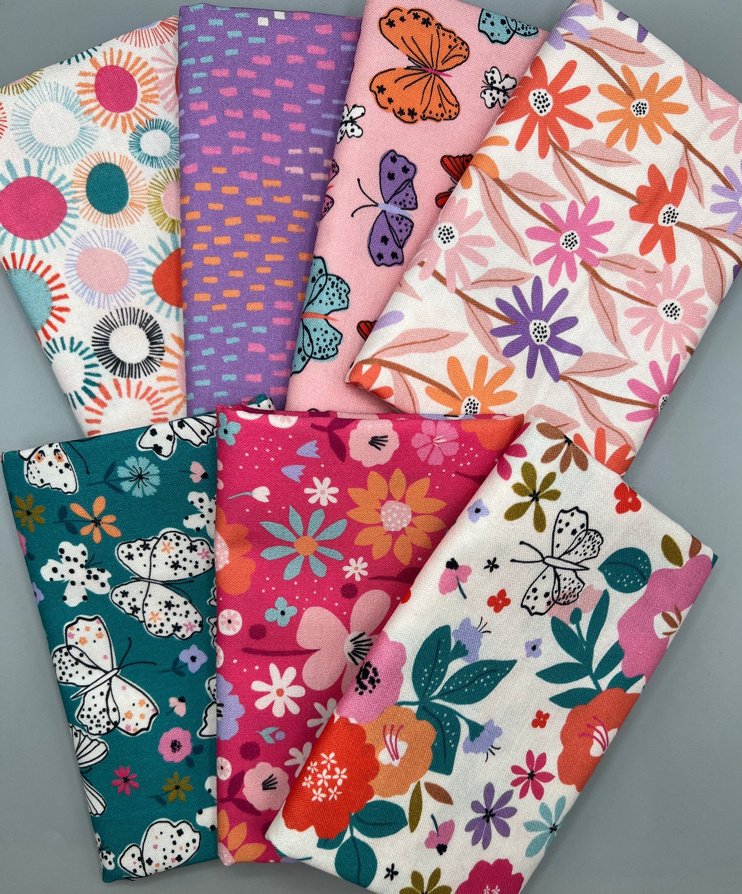 Butterfly Fields 7 PC Fat Quarter Bundle / Designed by Nina Raby Jones for Dashwood Studio