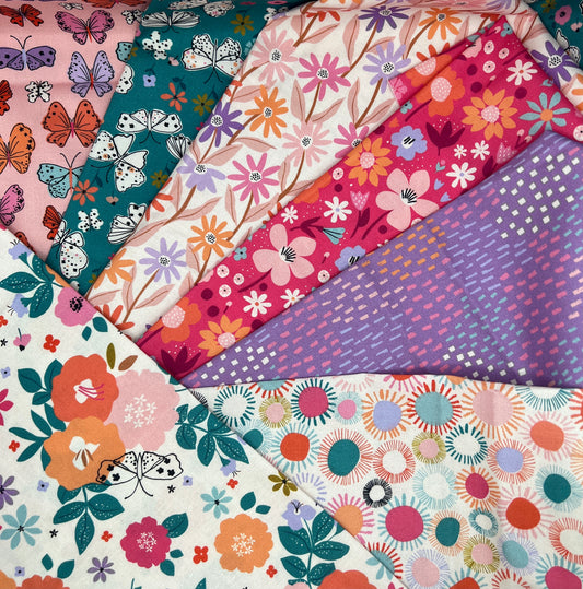 Butterfly Fields 7 PC Fat Quarter Bundle / Designed by Nina Raby Jones for Dashwood Studio