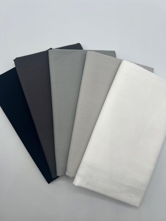 It's all Shades of Gray -  5 Piece Fat Quarter Bundle - Art Gallery Pure Solids
