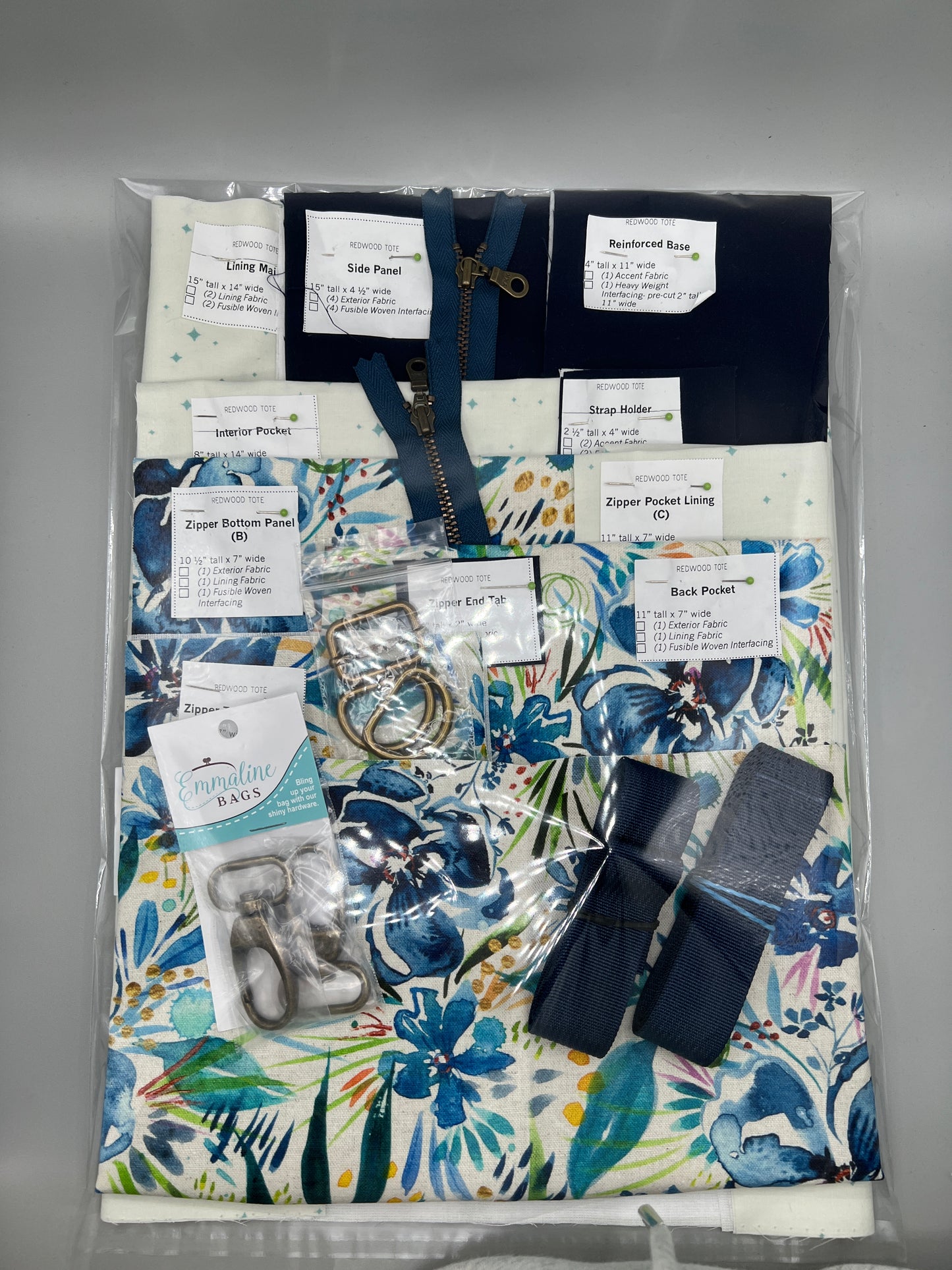Redwood Tote Pre-Cut Kit w/ Merchant Mills Waxed Canvas & Art Gallery Prints