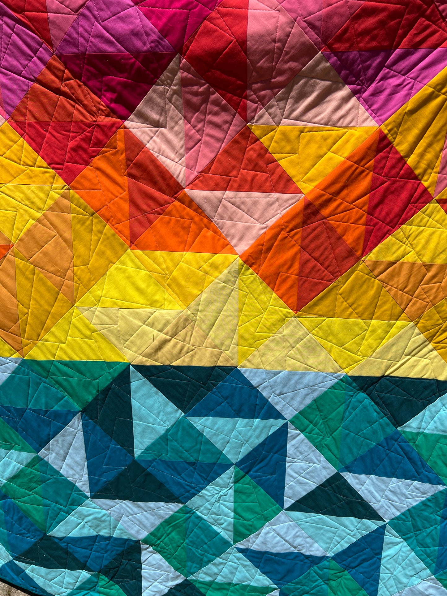 Sun Salutations Quilt Kit in Throw Size w/ Kona Cottons / Pattern by Whole Circle Studio